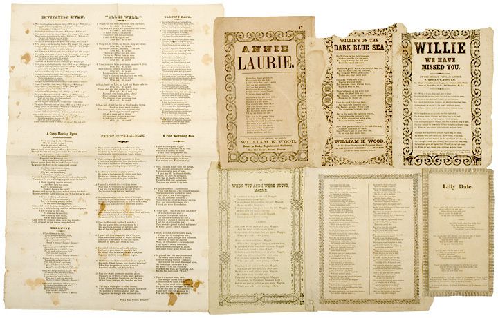 Music Lyric Sheets from mid 1850s   Stephen Foster  