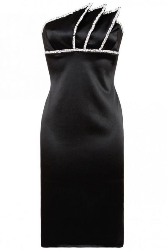 Gorgeous Fan Style Diamante Wiggle Pencil Evening Party Dress Size 8 