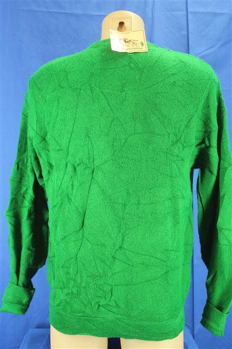 NEW 60s Steeplechase Bright Kelly Green Arcylic Cardigan Sweater Small 