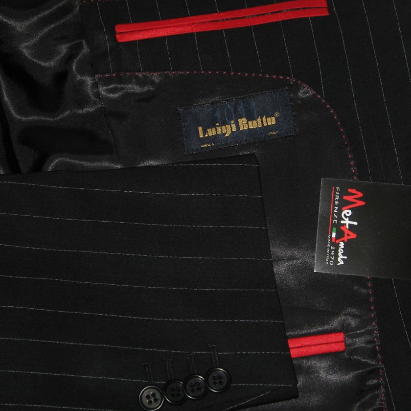 1295 METAMODA BLACK PINSTRIPE MENS SUIT MADE IN ITALY  