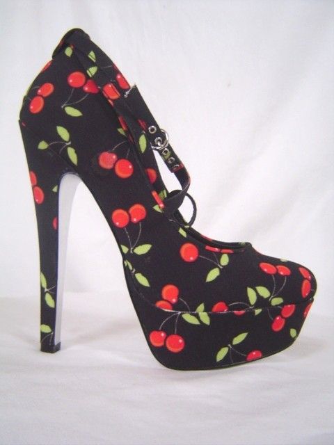 New BEBE Alyssa Black Red Sweet Cherry Pie 5 6 7 8 9 10  