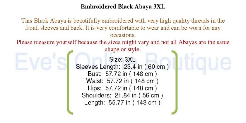 Abaya Galabeya Hijab & Scarves Look by Size Store Policies