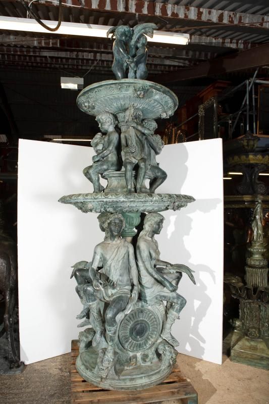 12ft Bronze Italian Fountain Cherub Maiden Garden Water Feature  