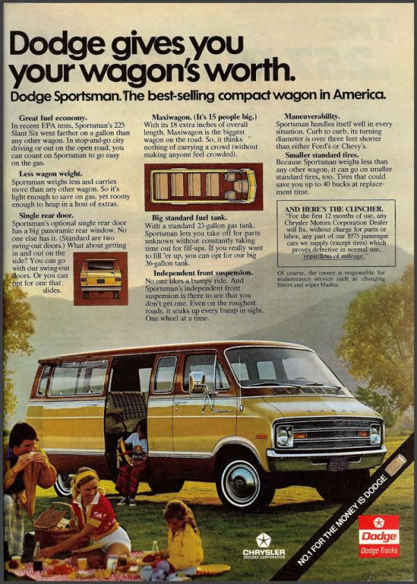 1975 DODGE Sportsman VAN Photo AD  