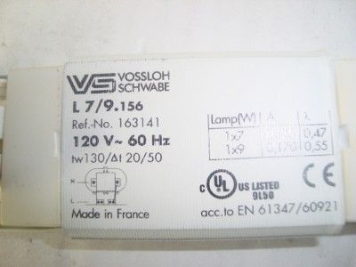 NEW VOSSLOH SCHWABE L7/9.156LF 120V 60Hz 0 BALLAST  