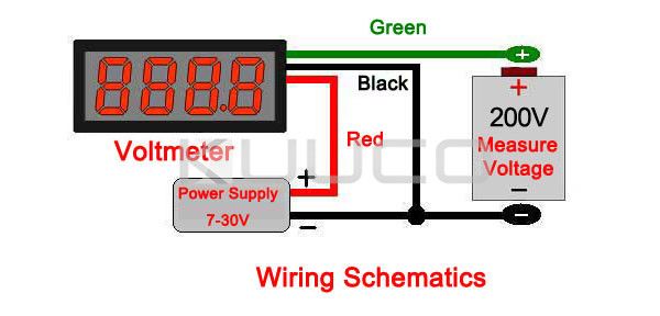 Auto Car Battery Digital Voltmeter Panel Volt Meter DC 0 200V Red 4 