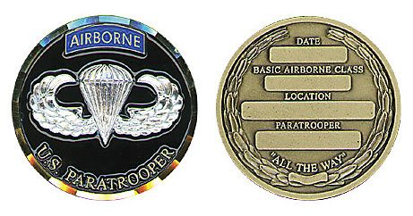 AIRBORNE ARMY PARATROOPER BASIC COURSE CHALLENGE COIN  