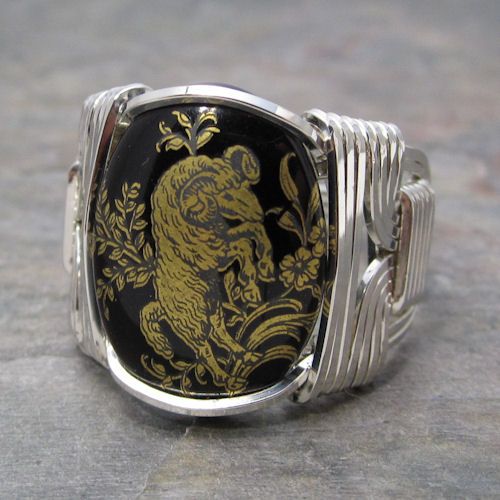 Aries Zodiac Astrology Sign Sterling Silver Wire Wrapped Ring ANY Size 