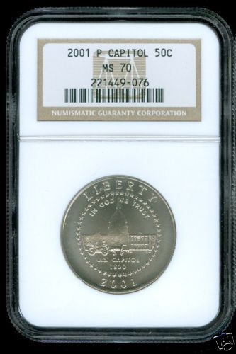 2001 P CAPITOL VISITOR CENTER HALF NGC MS70 FINEST  