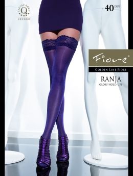 Fiore Ranja Sheer Lace Top Hold ups 40 Den Satin Gloss  