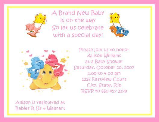 Care Bears Baby Shower Invitations ALL IN ONE Game Pack  