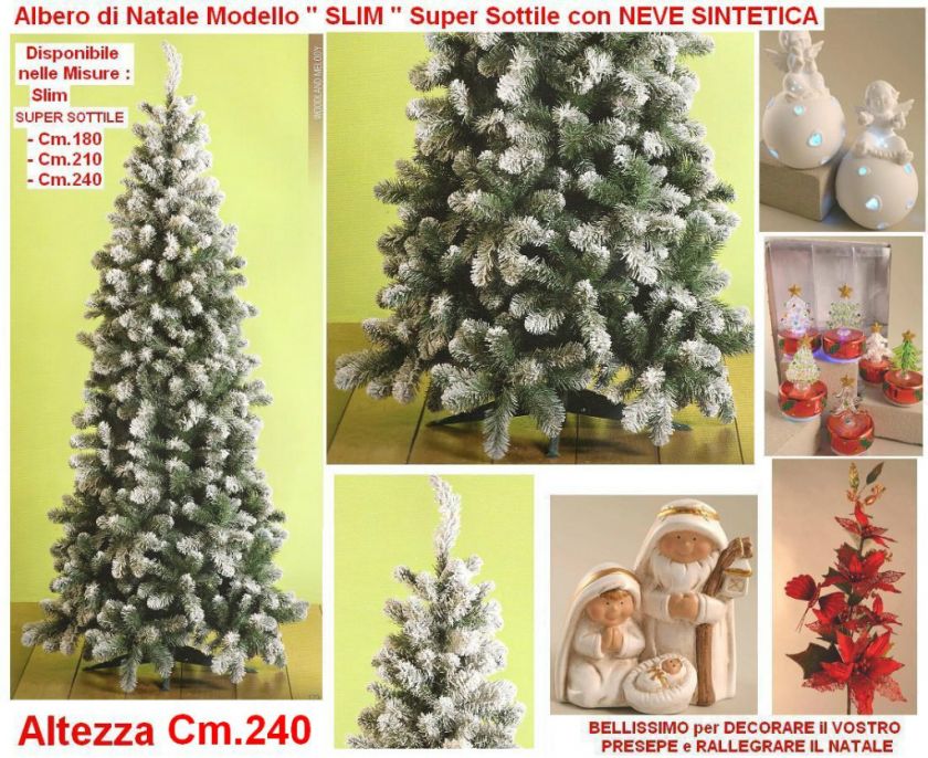 ALBERO NATALE SLIM SUPER SOTTILE con NEVE SINTETICA CM.240   1162 