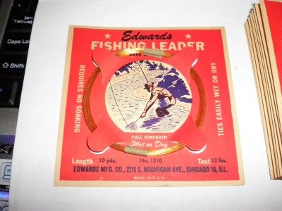 VINTAGE EDWARDS FISHING LEADER LINE 12 PACKS WITH BOX  