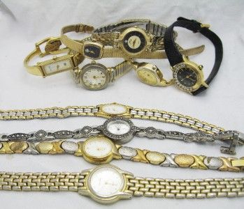 10 MENS+ WOMENS WATCHES LOT REPAIR /PARTS GUCCI PULSAR CARAVELLE+ MORE 