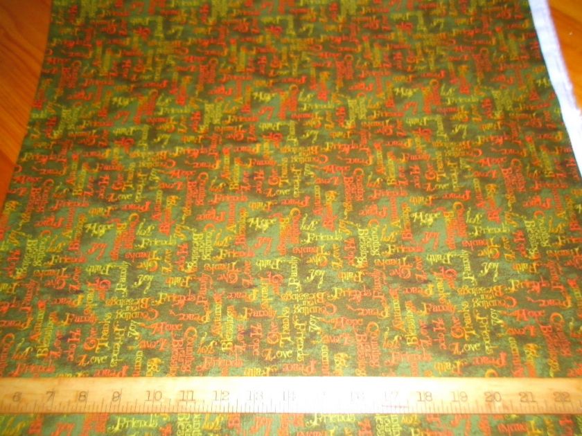 Studio E Fabric Blessings Verse Faith Give Thanks Family Fall Green 