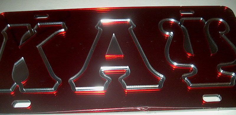 KAPPA ALPHA PSI MIRROR LICENSE TAG RED B/G WITH RED LTR  