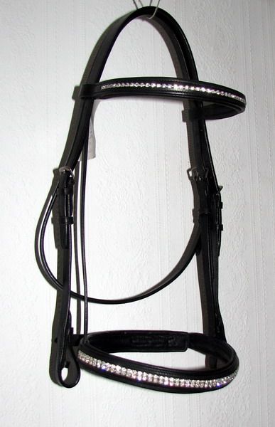 FSS German Crystal V Shape U Curve BLING Comfort BRIDLE with SWAROVSKI 