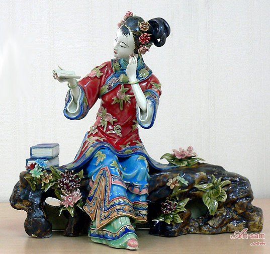 Ceramic / Porcelain Figurine Ancient Chinese Woman Child