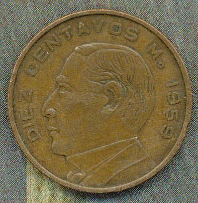 1959 10 DIEZ CENTAVOS ESTADOS UNIDOS MEXICANOS COIN  