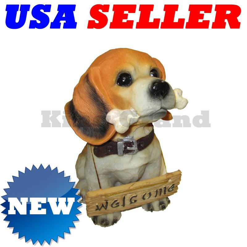 NEW Brittany Puppy Dog w/Bone Statue Coin Money Bank  