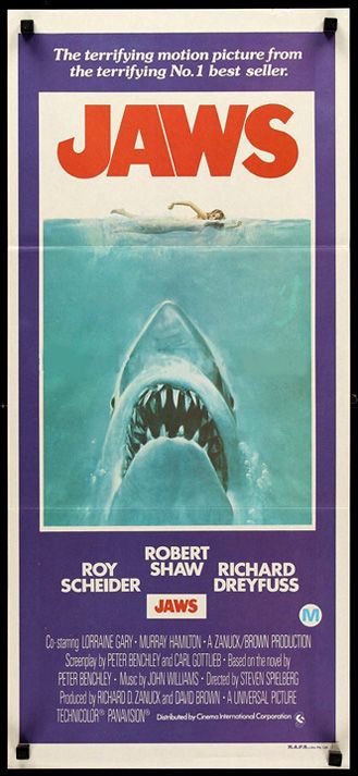 ORIGINAL * JAWS * Movie Poster 1975 Steven Spielberg Shark Horror 