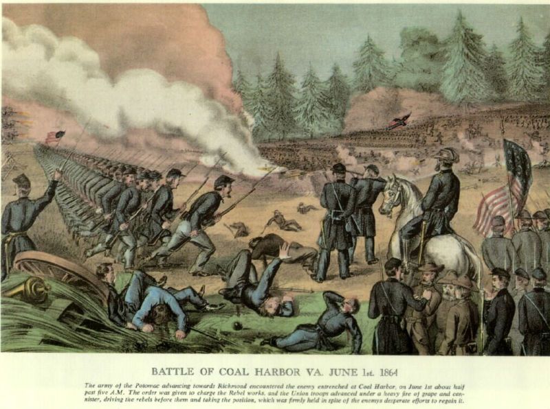 OLD PRINT CIVIL WAR BATTLE COAL HARBOR VIRGINIA UNION  