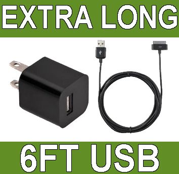 Black Wall Charger 6 ft Long USB for Apple iPod Classic  