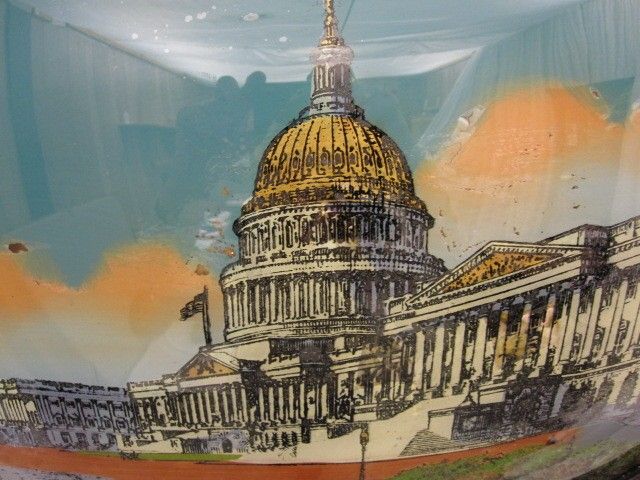 Reverse Painting Bubble Glass USA Capitol Building 1916  