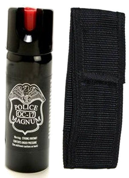 HOT RED PEPPER SPRAY POLICE MAGNUM OC17 MACE 3oz & Case  