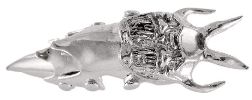 Two Faced Demon Skull Full Finger Armor Ring 4 Inch Long  