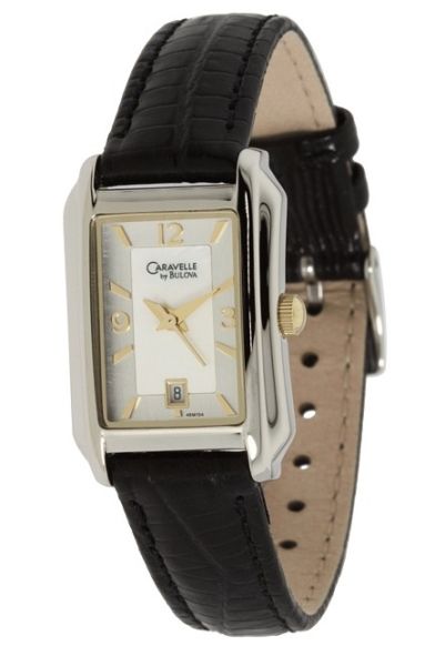 Caravelle by Bulova Womens 45M104 Stepped Case Tank Designer Date 