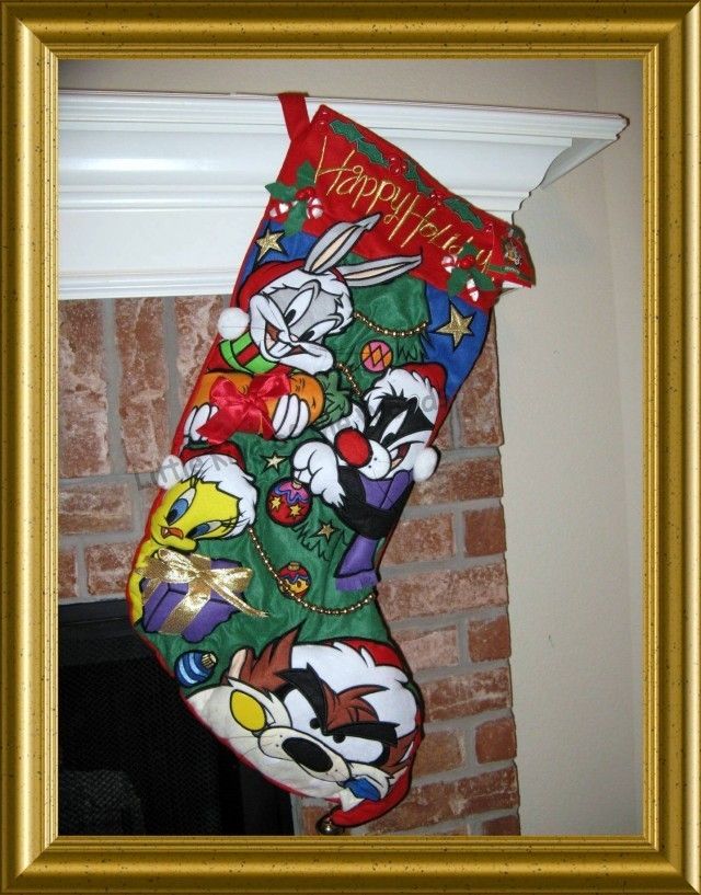 TAZ Bugs Tweety SYLVESTER Oversized Christmas Stocking 31 WB New Felt 