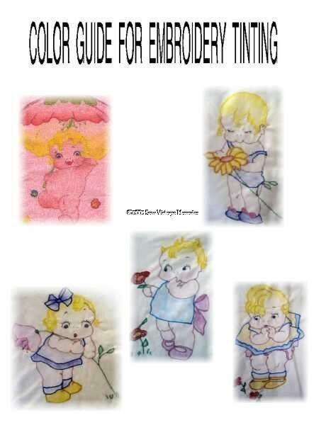 Vintage Baby Designs Crayon Art Hand Embroidery Tinted Quilt Patterns 