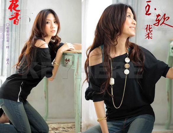 Womens Trendy OFF Shoulder Top T Shirt Buttons Blouse  