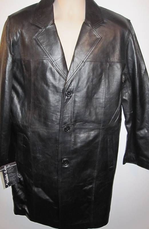 Men Leather Jacket (Trench Blk)   100% Genuine Leather  