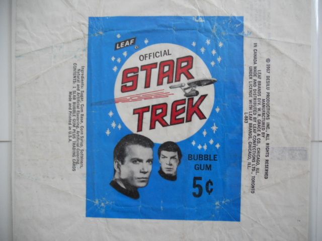 Star Trek very rare original series card wrapper 1967  