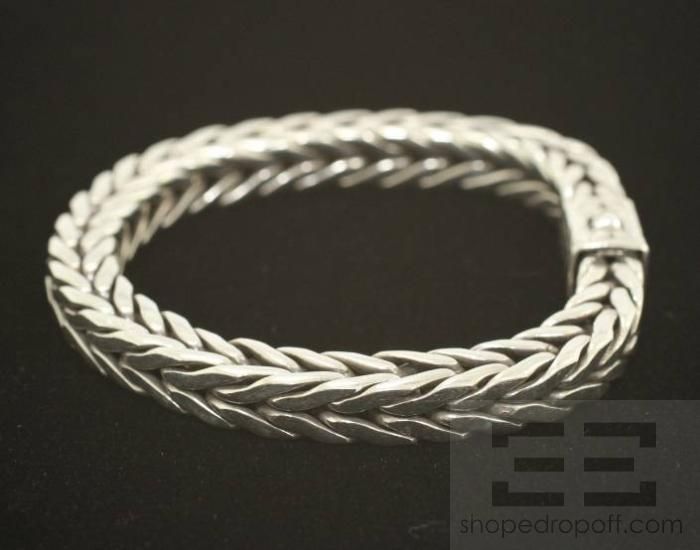 John Hardy Sterling Silver Woven Chain Rectangular Coil Bracelet 