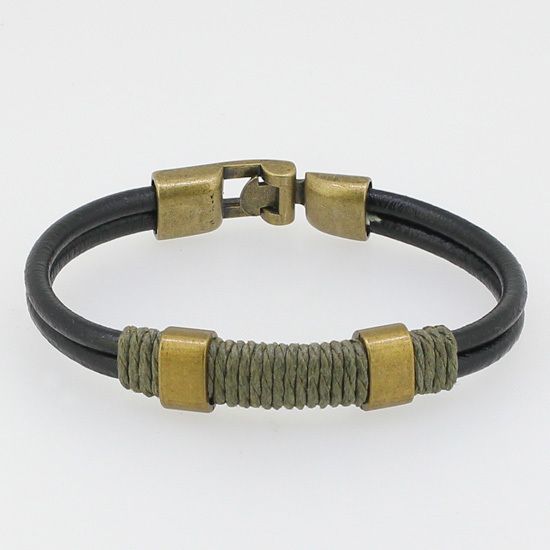 Trendy Surfer Leather Hemp Wristband Cuff Bracelet  