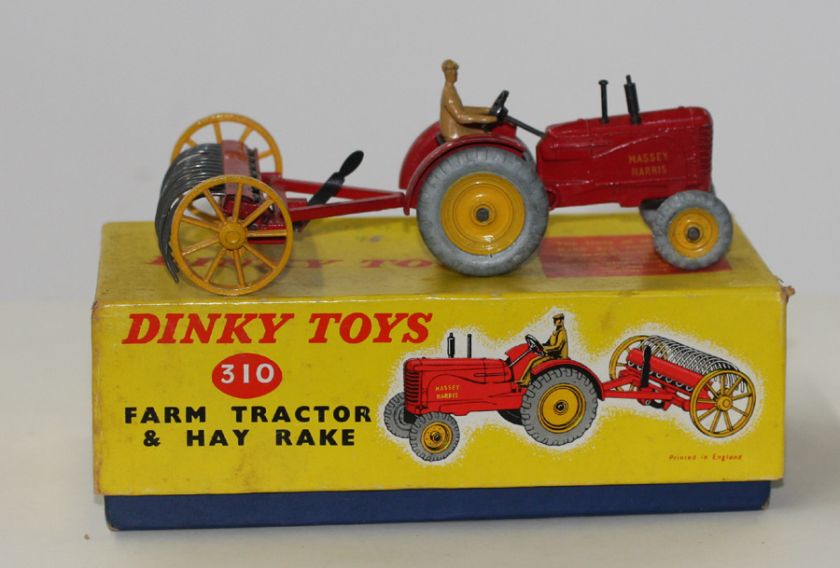 DINKY TOYS 310 MASSEY HARRIS FARM TRACTOR & HAY RAKE SET NMIB  