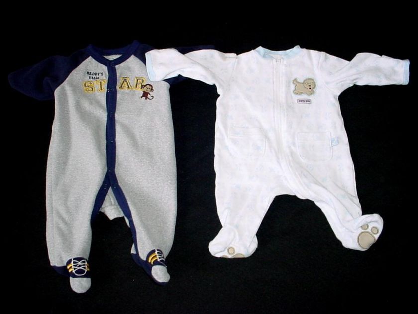 USED BABY BOY SLEEPWEAR PREEMIE & newborn NB SLEEPERS or OUTFIT 