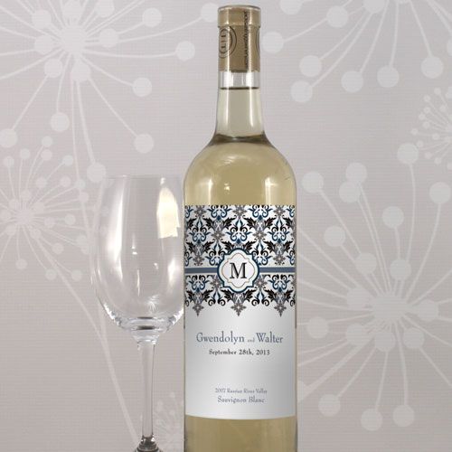 Personalized Monogram Wine Bottle Labels Wedding  