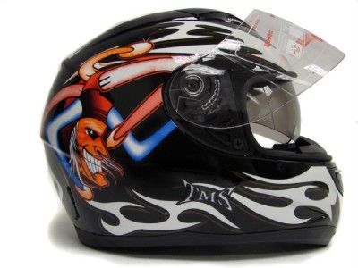   DUAL VISOR FULL FACE MOTORCYCLE HELMET DOT W/ SMOKE SUN SHIELD  