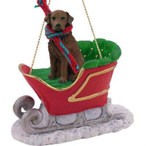 NEW CHESAPEAKE BAY RETRIEVER DOG SANTA SLEIGH CHRISTMAS ORNAMENT 