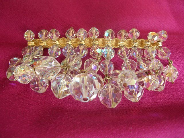 LARGE SPARKLING Brooch Layers Dangling CRYSTAL BEADS 3  