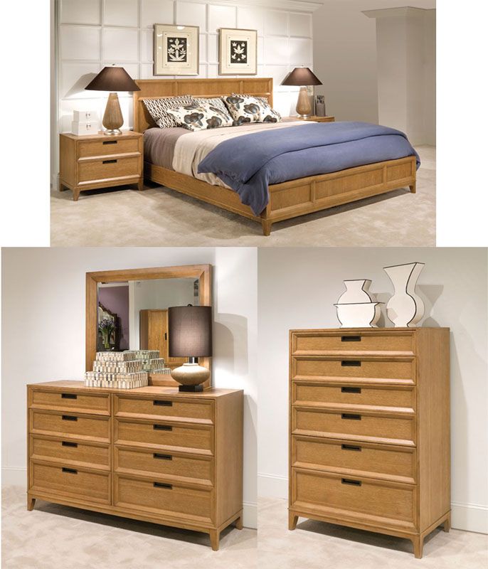 Light Oak Contemporary 6 pc Cal King Bedroom Set  