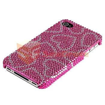 Pink w/ White Heart Bling Case+PRIVACY FILM for Sprint Verizon AT&T 