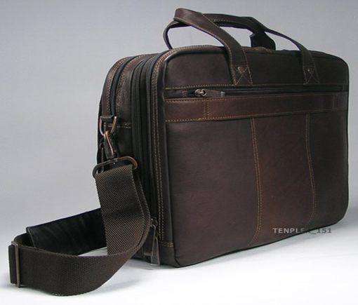 KENNETH COLE MENS MESSENGER LAPTOP BROWN LEATHER BAG  