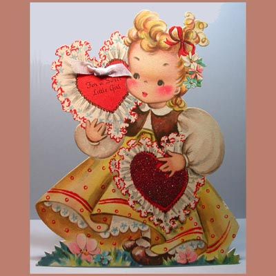 LARGE Vintage Valentine Card HALLMARK Doodles GLITTER  