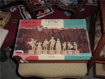 1776 CHESS GAME FIGURAL CHESSMEN PLASTIC COMPLETE  