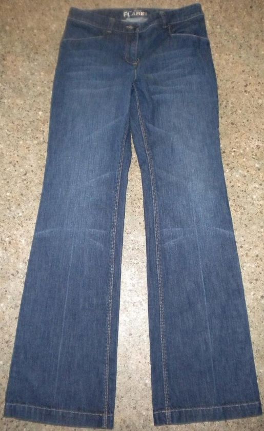 NEW YORK &CO DARK BLAST LOW RISE SKINNY FLARE JEANS 2 L  